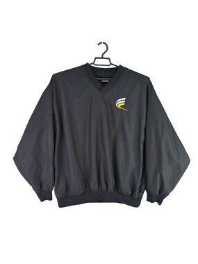 Mens White Bear Clothing Co Black Windbreaker V-Neck Pullover Elastic Cuffs 2XL